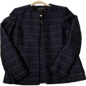 Kasper 2 Piece Womens Sleeveless Top Matching Blazer 10 Blue Black Classy Office